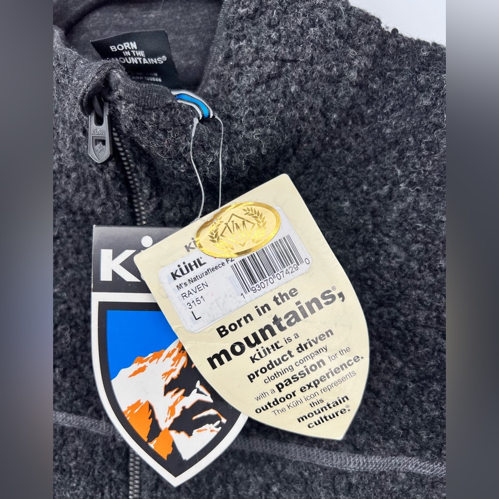 🆕 NWT KÜHL Naturafleece FZ Fleece Jacket Wool Blend Zip Closure Pockets Sz Large - Picture 13 of 14